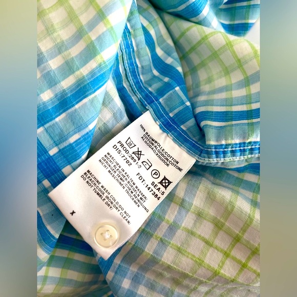 HUGO BOSS Shirt Tartan Plaid White Blue Waffle Comfort LARGE - Picture 11 of 15